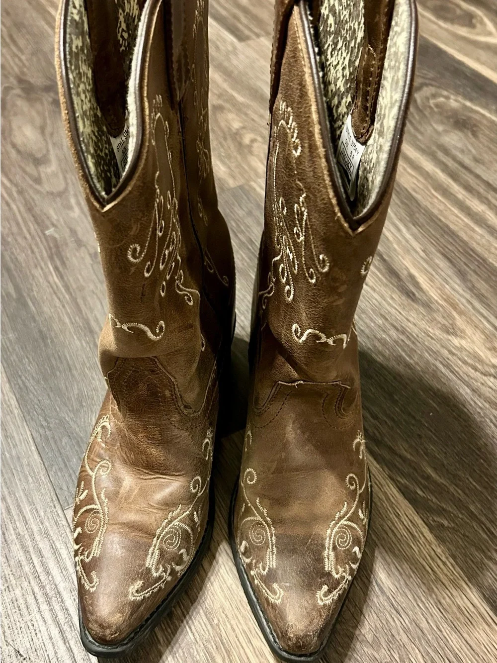 Kids Brown Embroidered Western Boots